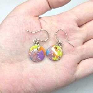 Small Neon Rainbow Tie-dye Earrings